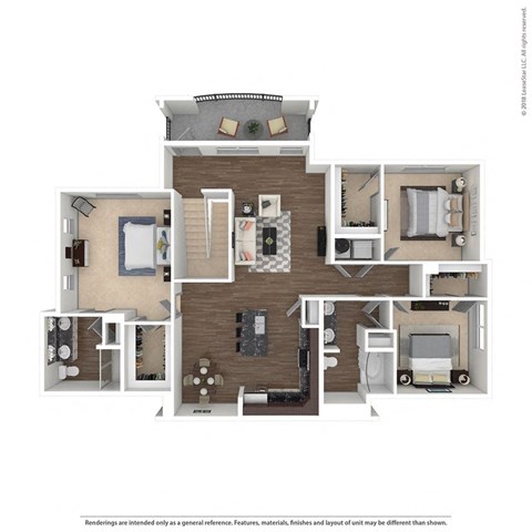 Floor plan for 3 beds, 2 baths, 1678 sqft